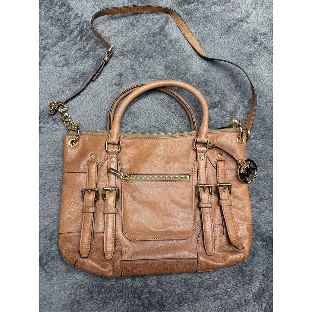 Michael Kors Brown Leather Satchel Crossbody Bag in good shape!